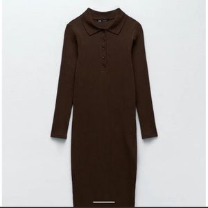 Zara brown rubbed polo dress